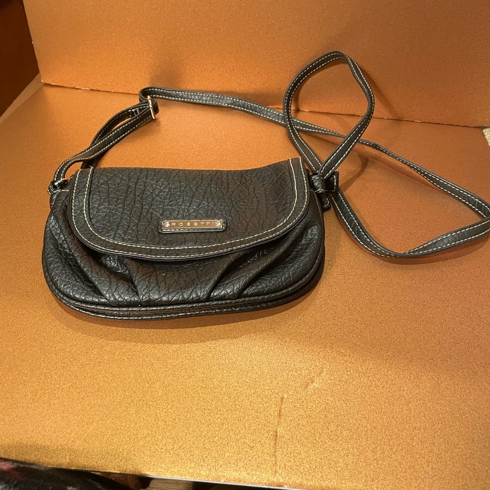 Rossetti Black Purse with Adjustable Strap with multiple Storage Pockets